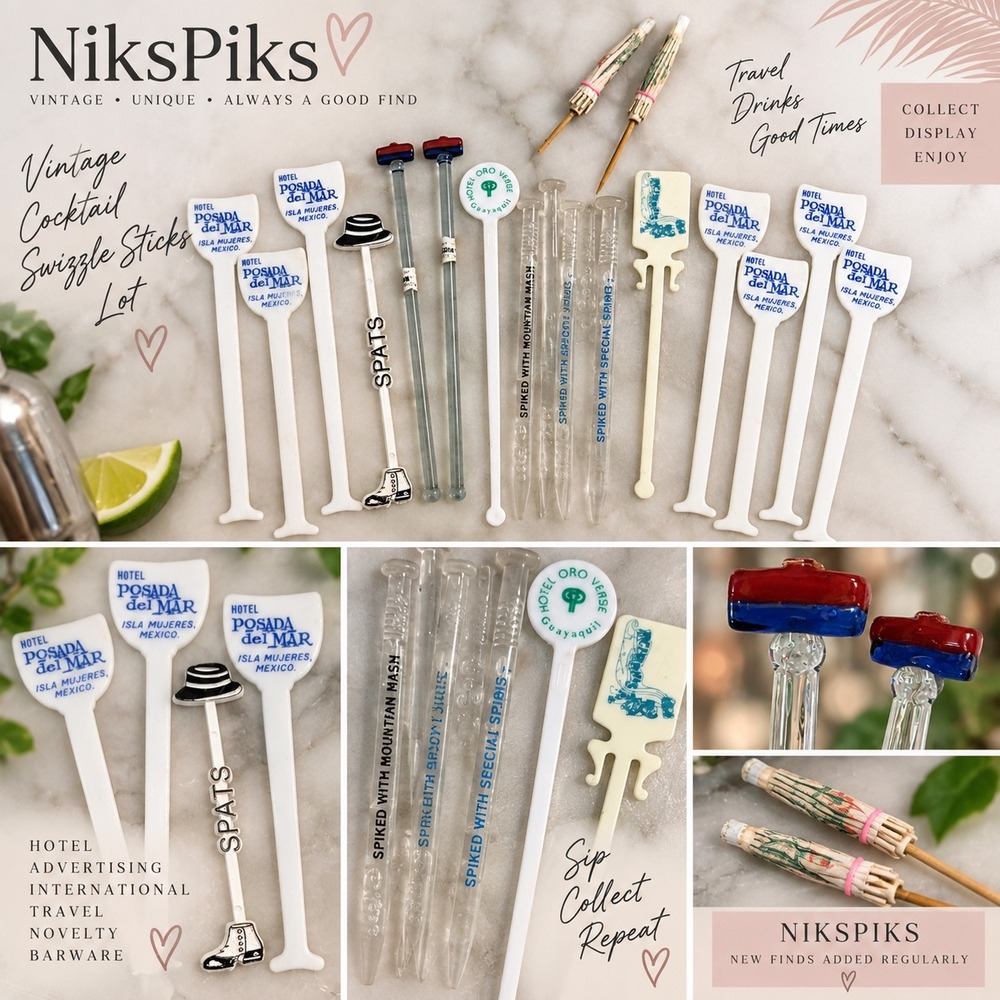 Vintage Cocktail Swizzle Sticks Lot Hotel Advertising Travel Barware Mexico